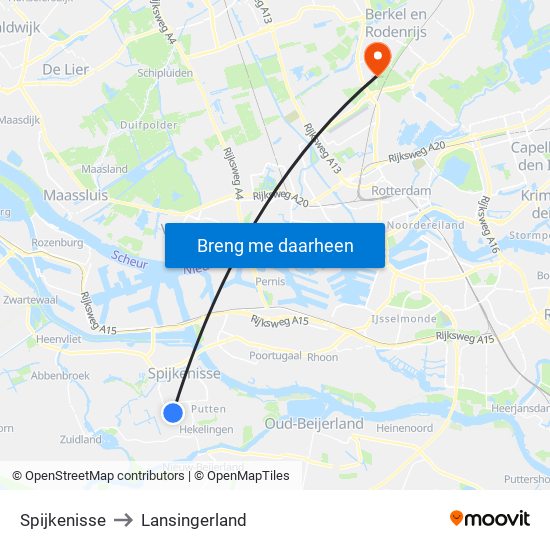 Spijkenisse to Lansingerland map