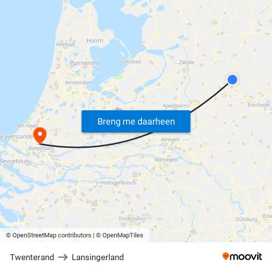 Twenterand to Lansingerland map