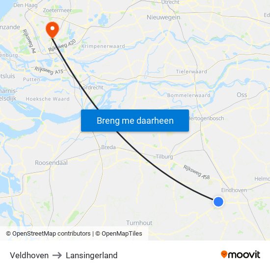 Veldhoven to Lansingerland map