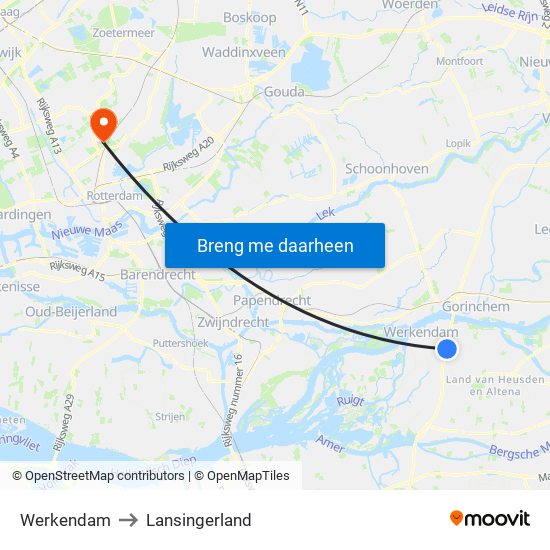 Werkendam to Lansingerland map