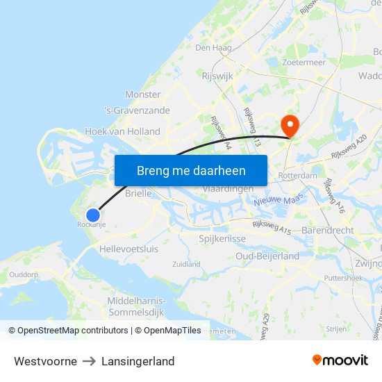 Westvoorne to Lansingerland map