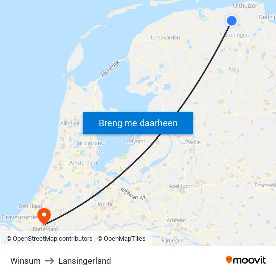 Winsum to Lansingerland map