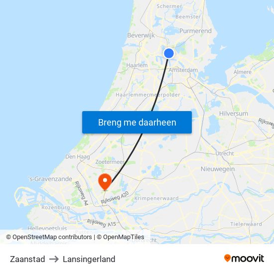 Zaanstad to Lansingerland map