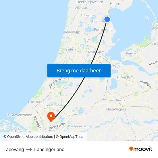 Zeevang to Lansingerland map
