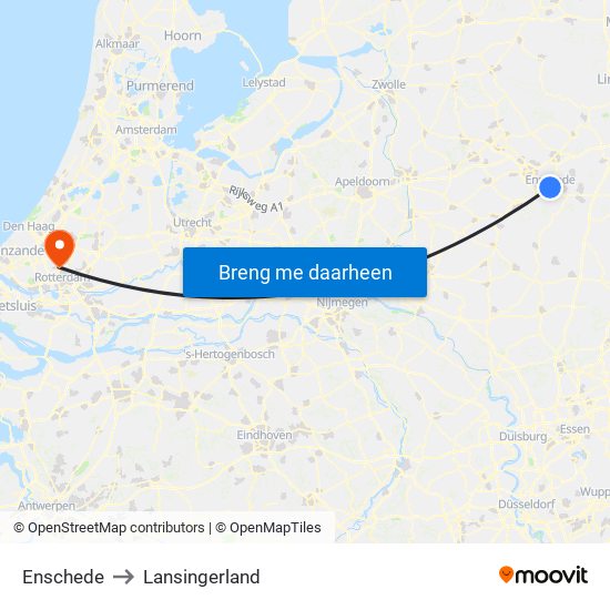 Enschede to Lansingerland map