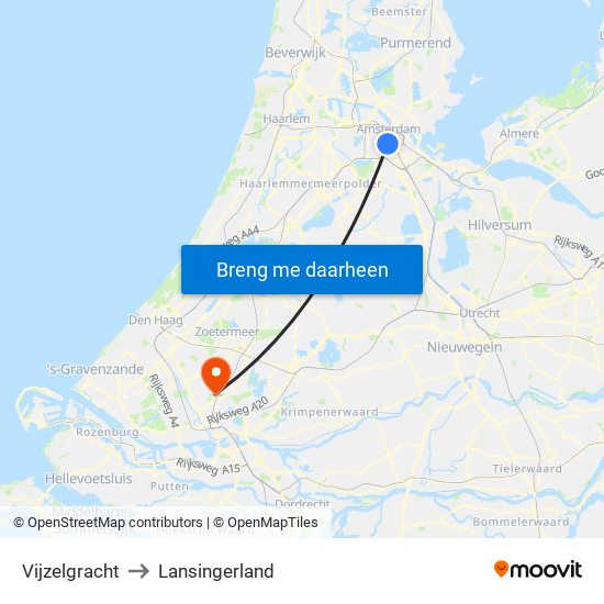 Vijzelgracht to Lansingerland map