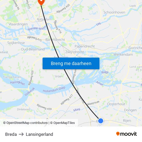 Breda to Lansingerland map