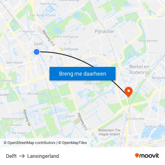 Delft to Lansingerland map