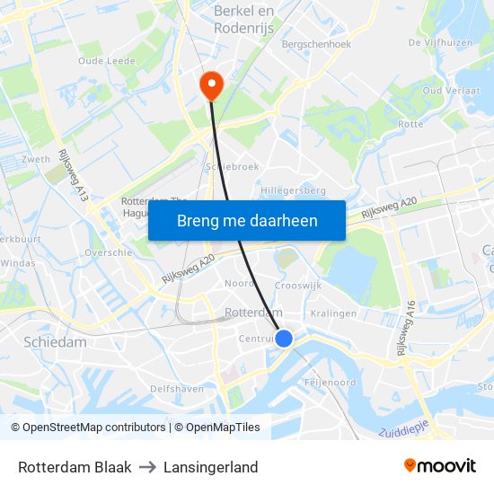 Rotterdam Blaak to Lansingerland map