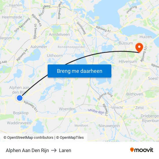 Alphen Aan Den Rijn to Laren map