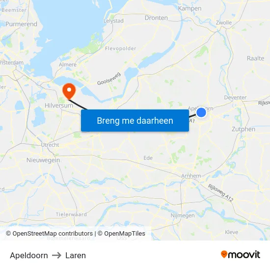 Apeldoorn to Laren map
