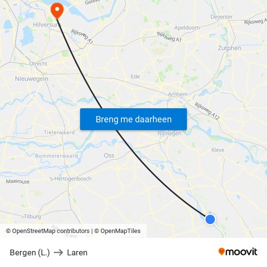 Bergen (L.) to Laren map