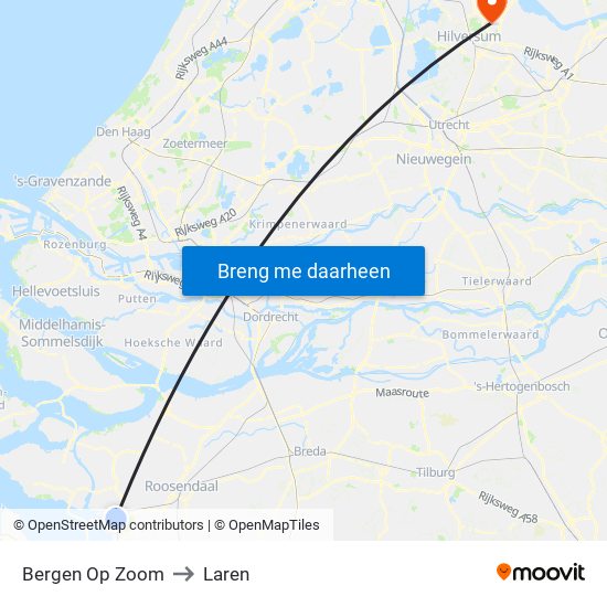 Bergen Op Zoom to Laren map