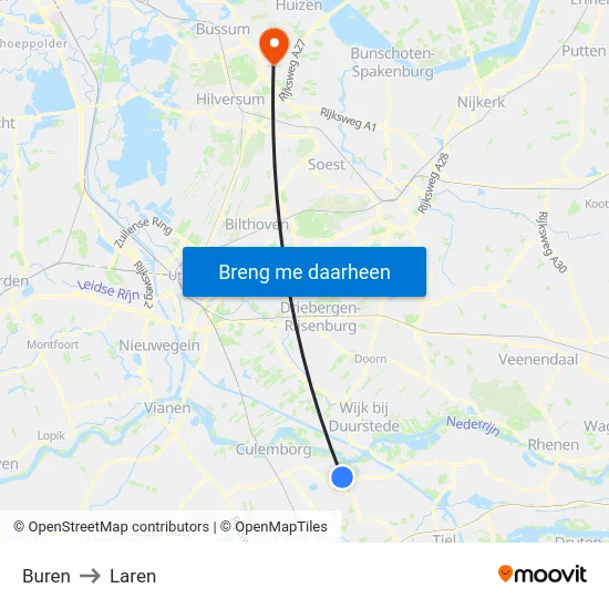 Buren to Laren map