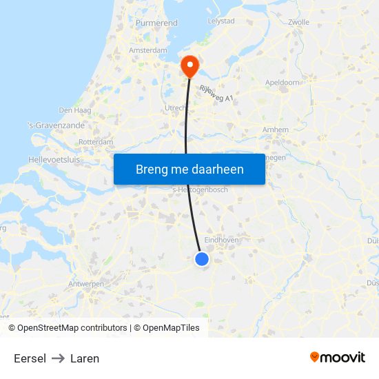 Eersel to Laren map