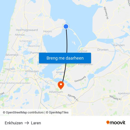 Enkhuizen to Laren map