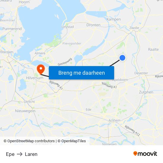Epe to Laren map