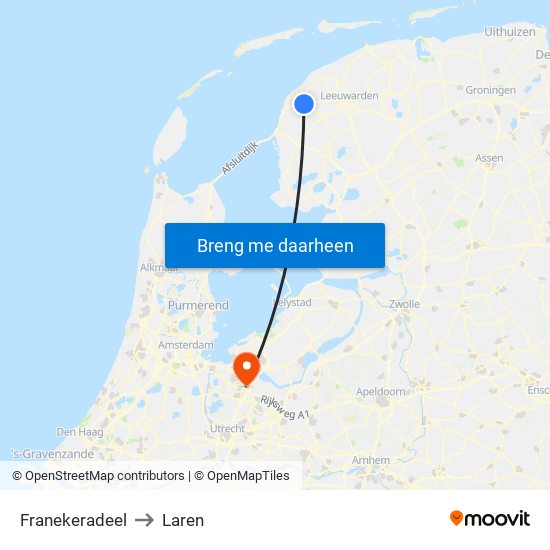 Franekeradeel to Laren map