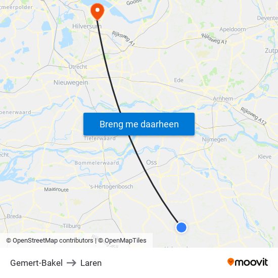 Gemert-Bakel to Laren map