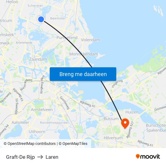 Graft-De Rijp to Laren map