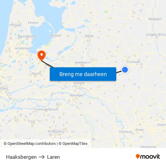 Haaksbergen to Laren map