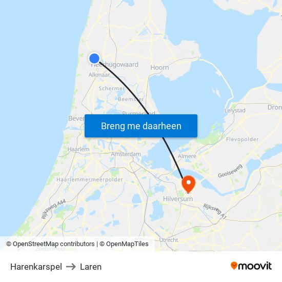 Harenkarspel to Laren map