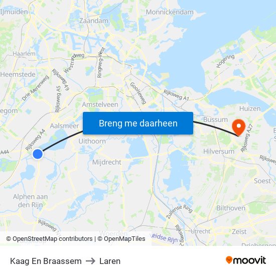 Kaag En Braassem to Laren map