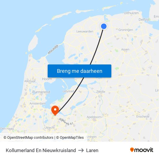 Kollumerland En Nieuwkruisland to Laren map