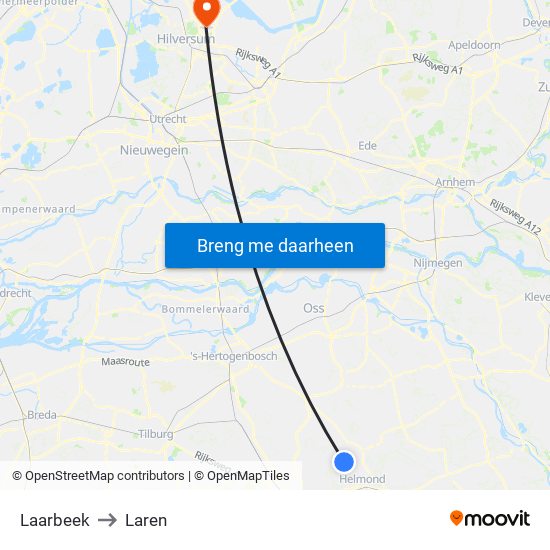 Laarbeek to Laren map