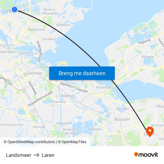 Landsmeer to Laren map