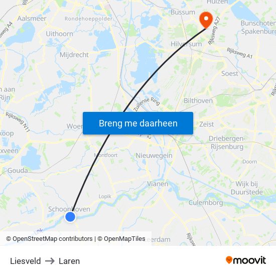 Liesveld to Laren map