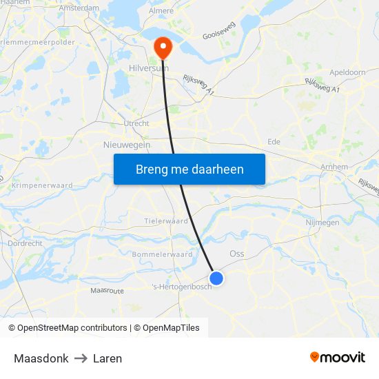 Maasdonk to Laren map