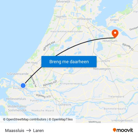 Maassluis to Laren map