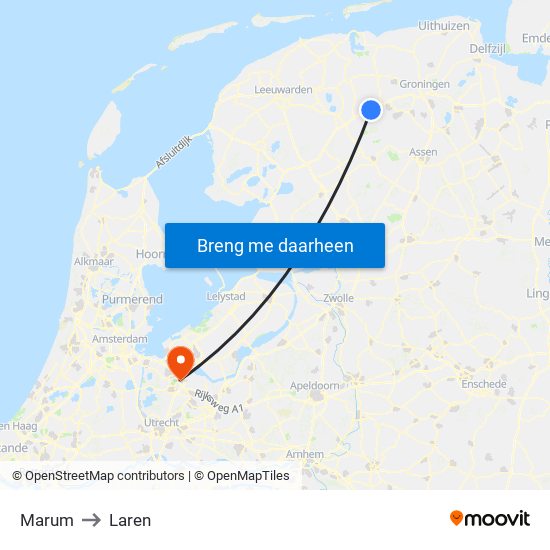 Marum to Laren map