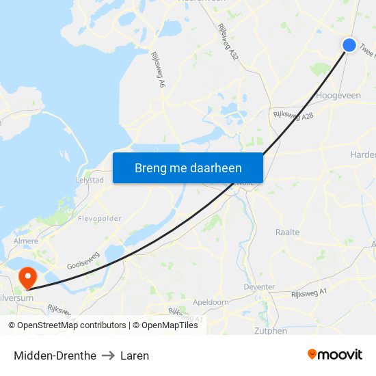Midden-Drenthe to Laren map