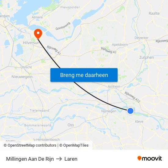 Millingen Aan De Rijn to Laren map