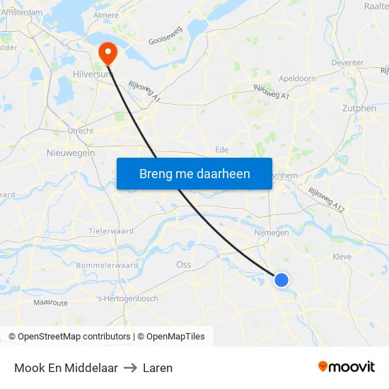 Mook En Middelaar to Laren map
