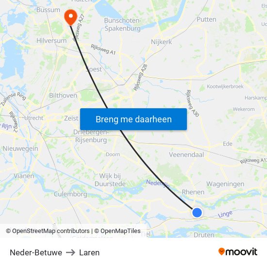 Neder-Betuwe to Laren map