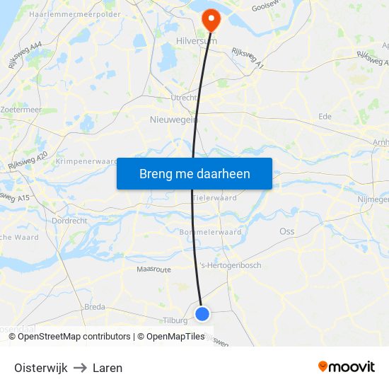Oisterwijk to Laren map