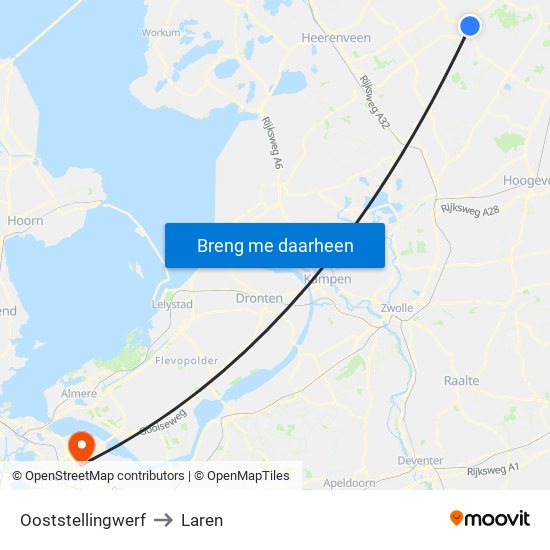 Ooststellingwerf to Laren map