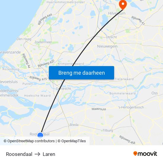 Roosendaal to Laren map