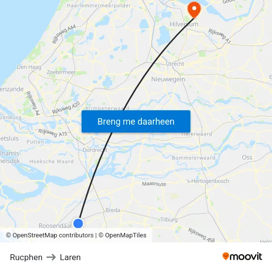 Rucphen to Laren map