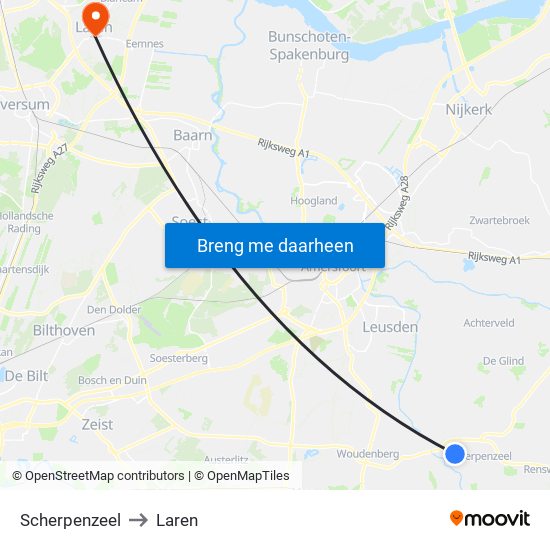 Scherpenzeel to Laren map