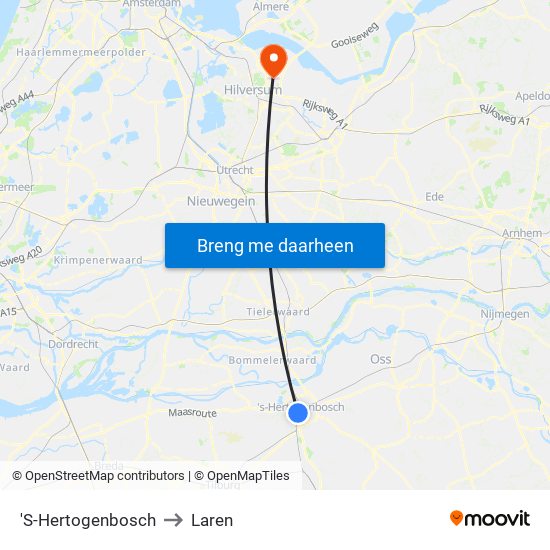 'S-Hertogenbosch to Laren map
