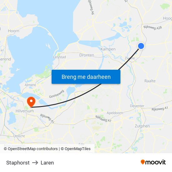 Staphorst to Laren map