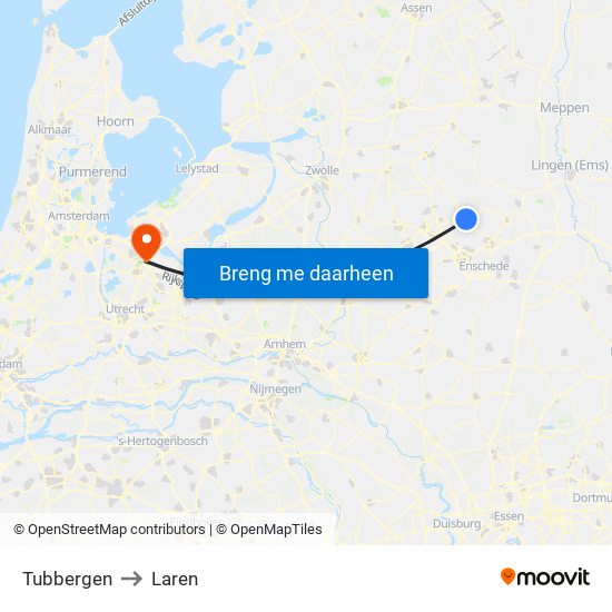 Tubbergen to Laren map