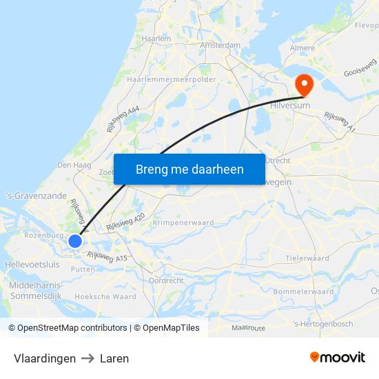 Vlaardingen to Laren map