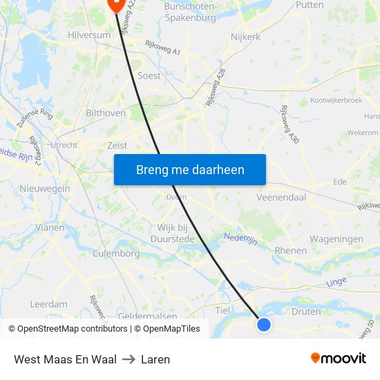 West Maas En Waal to Laren map