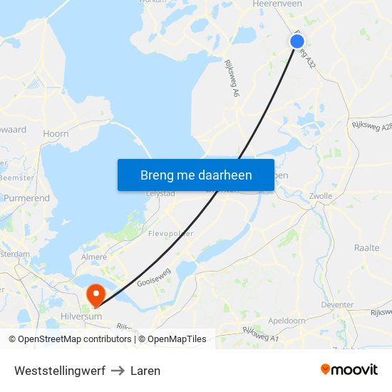 Weststellingwerf to Laren map
