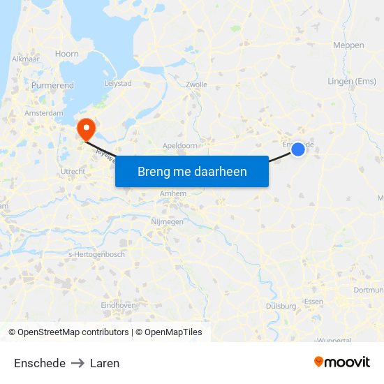 Enschede to Laren map